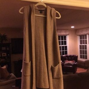 Knit sweater vest with hood